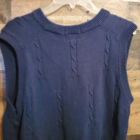 VTG Pebble Beach Navy Cable Knit SweaterVest Preppy V-Neck Golf Grandpacore Sz M - Picture 3 of 9